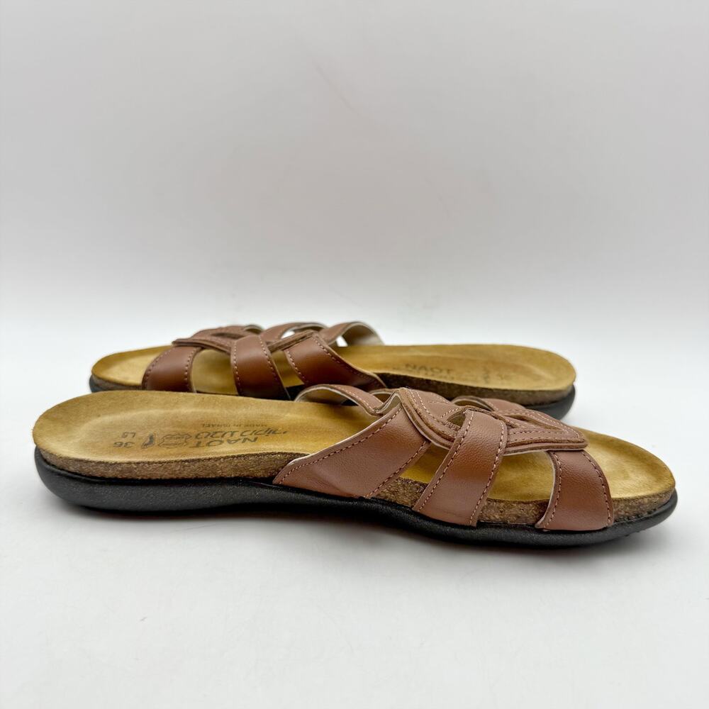 Naot Brown Leather Slide Sandals - Picture 3 of 14